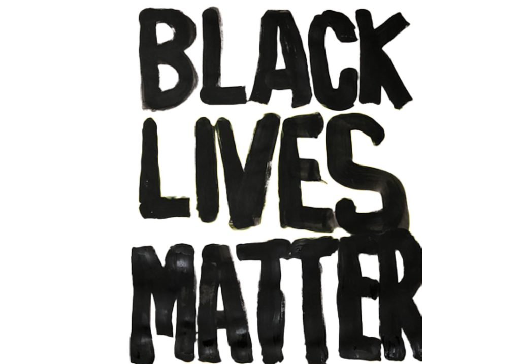 'Black lives matter' painted onto a plain white canvas